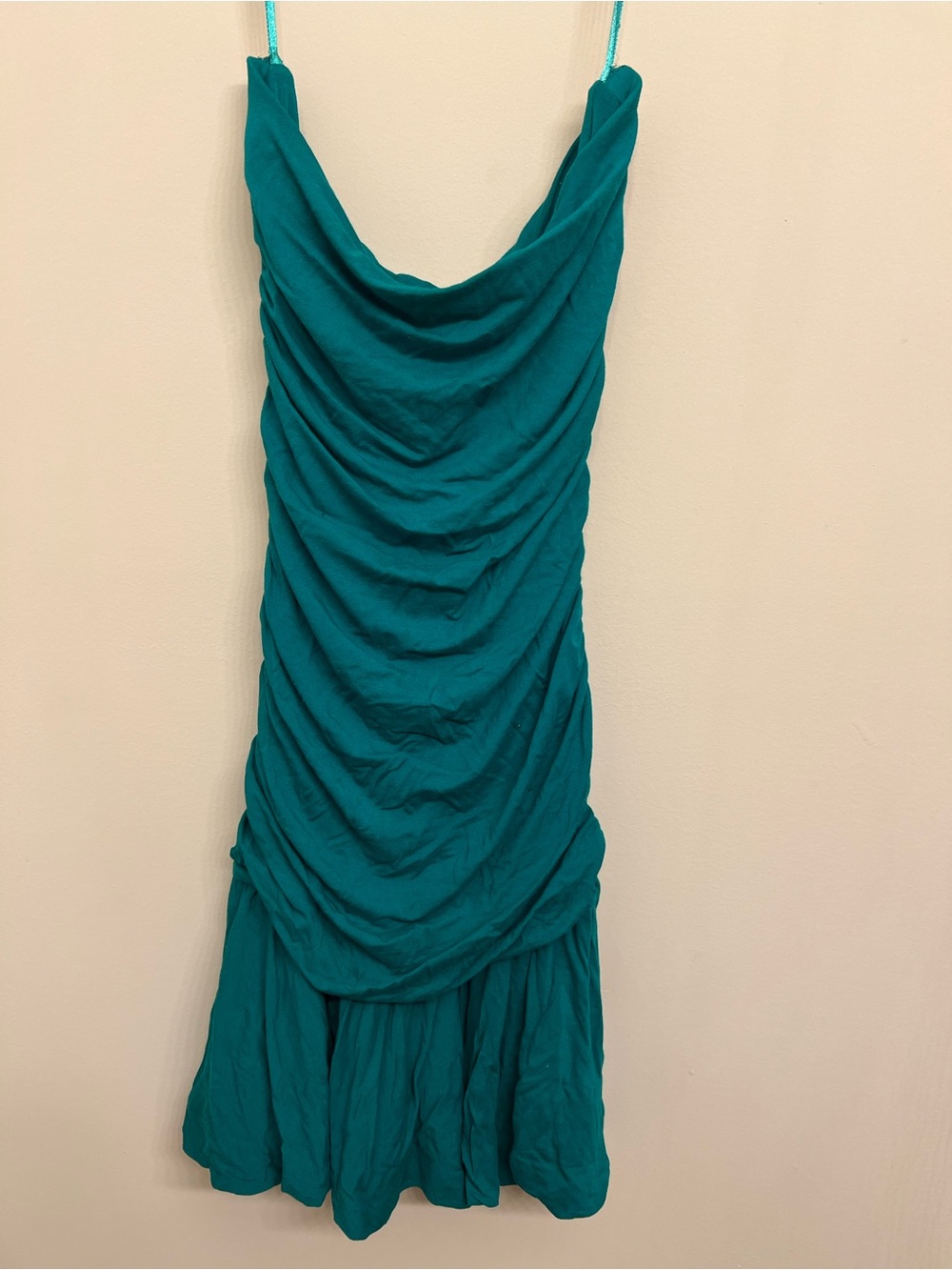 BCBG MaxAzria Teal Ruched Strapless Women's Dress